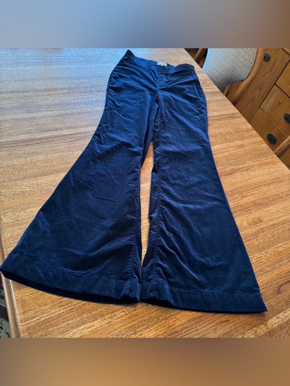 Pilcro Anthropologie Pull-On Retro Flare Velvet Pants Dark Blue 28